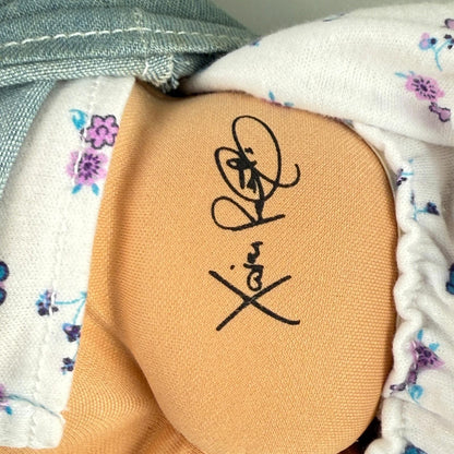 Cabbage Patch 2004 Kids Doll Blonde Hair Green Eyes Denim Overalls Outfit 17"