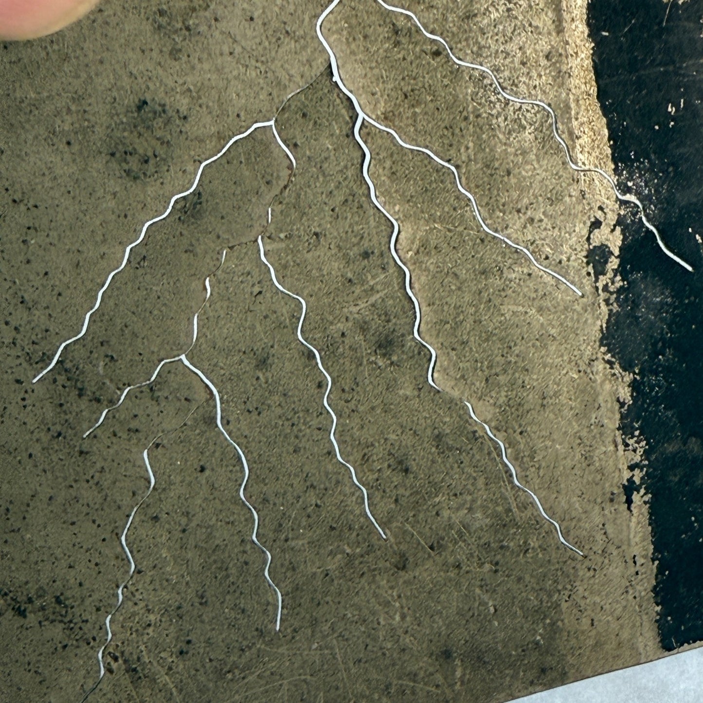 Antique Magic Lantern Lightning Effect Engraved Scratched-Through Rare Slide