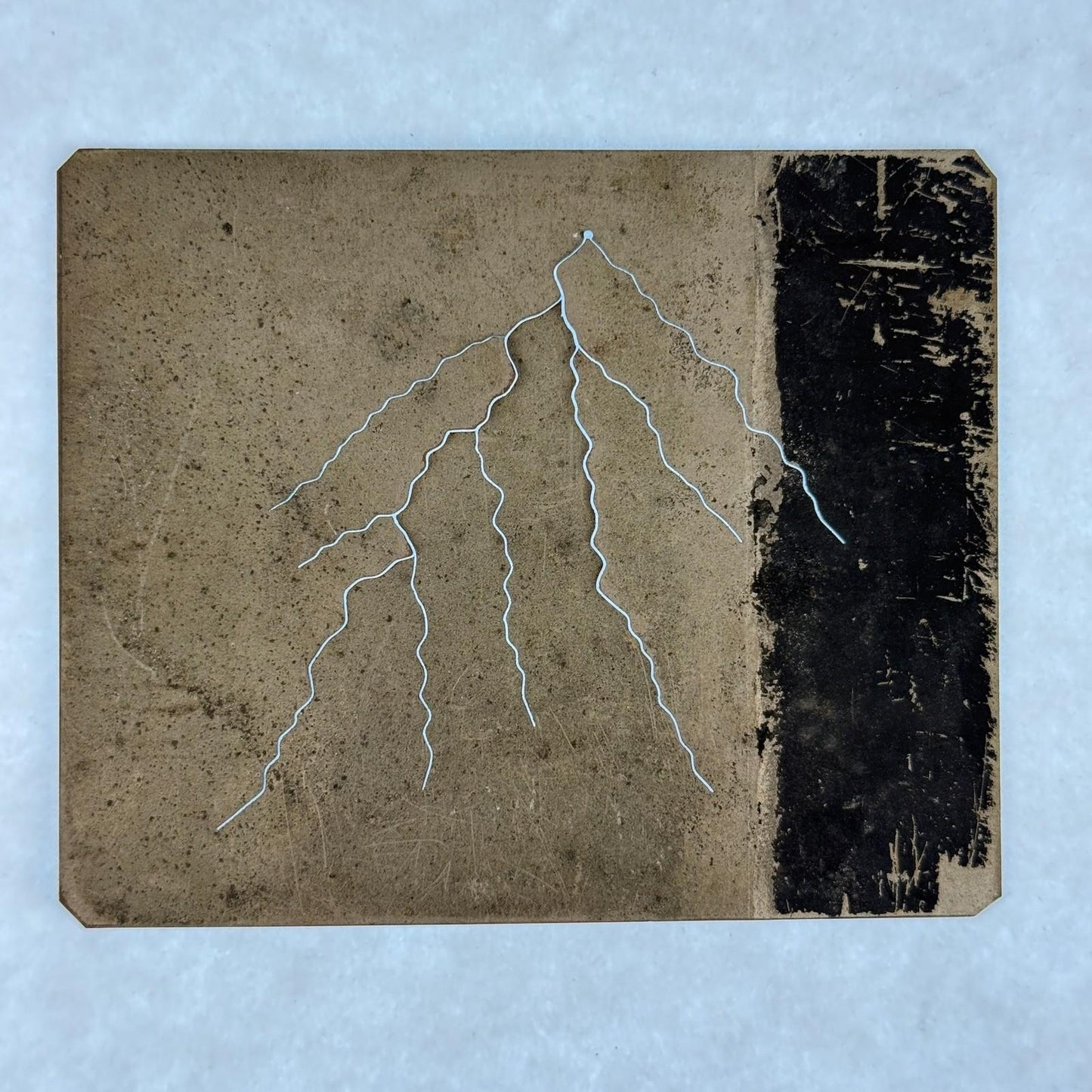 Antique Magic Lantern Lightning Effect Engraved Scratched-Through Rare Slide