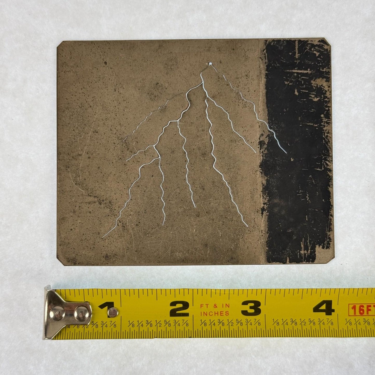 Antique Magic Lantern Lightning Effect Engraved Scratched-Through Rare Slide