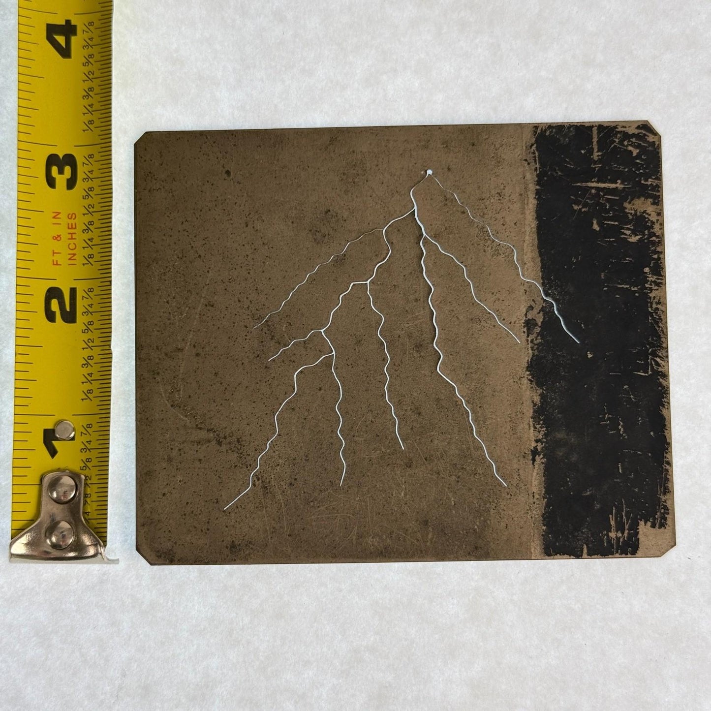 Antique Magic Lantern Lightning Effect Engraved Scratched-Through Rare Slide