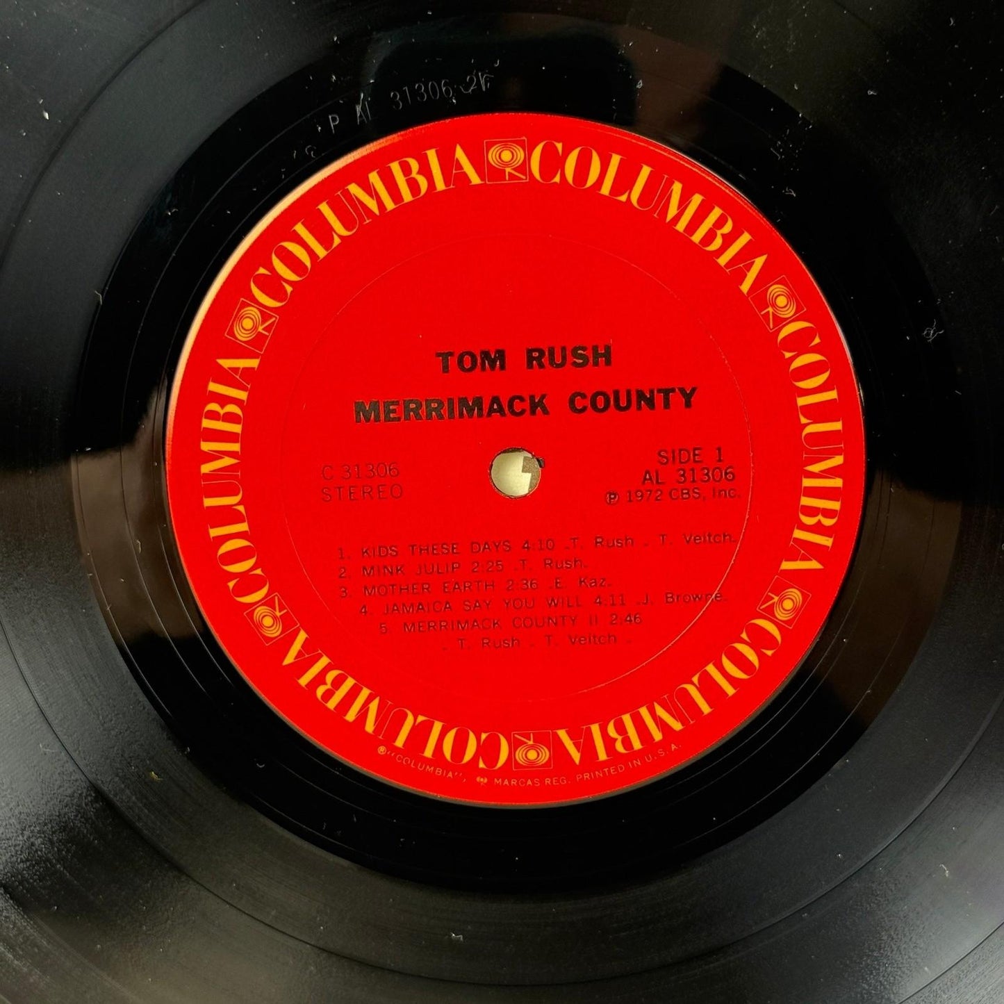 Tom Rush Merrimack County Vinyl LP 12" Folk Rock 1972 Columbia C 31306 NEAR MINT