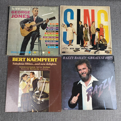 Lot of 25 Vintage Vinyls , George Jones, Ray Connie, George Shea, etc