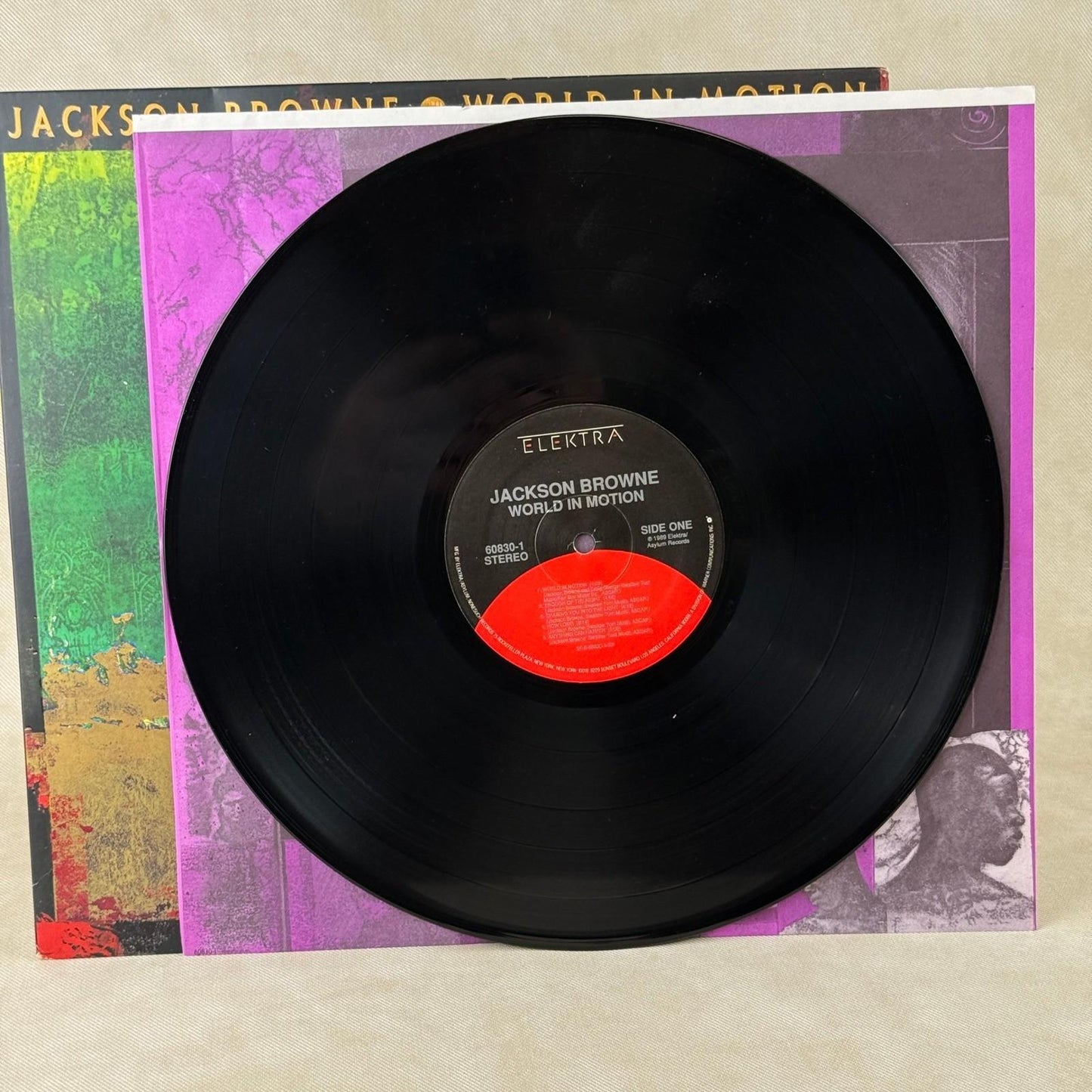 Jackson Browne World in Motion Vinyl LP 12" 1989 Elektra PROMO - NEAR MINT