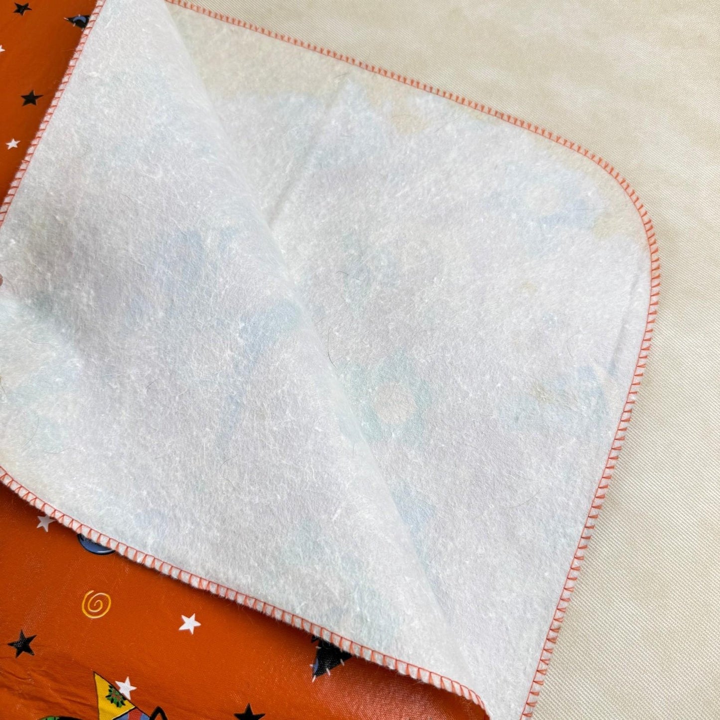 Halloween Vinyl/Flannel Backed Tablecloth Orange Black Cat Moon Stars  86"x 51"
