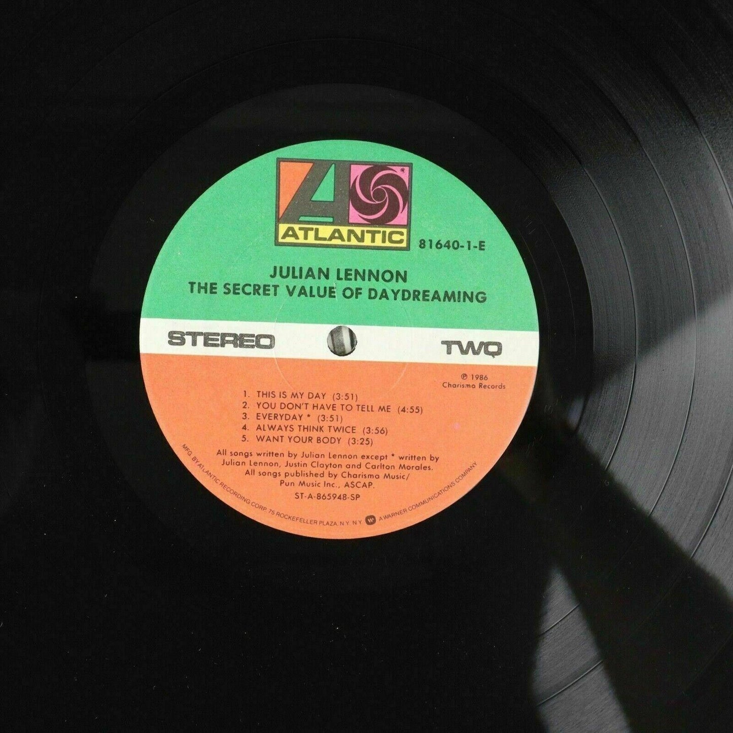 Julian Lennon PROMO The Secret Value of Daydreaming Vinyl Record LP 1986