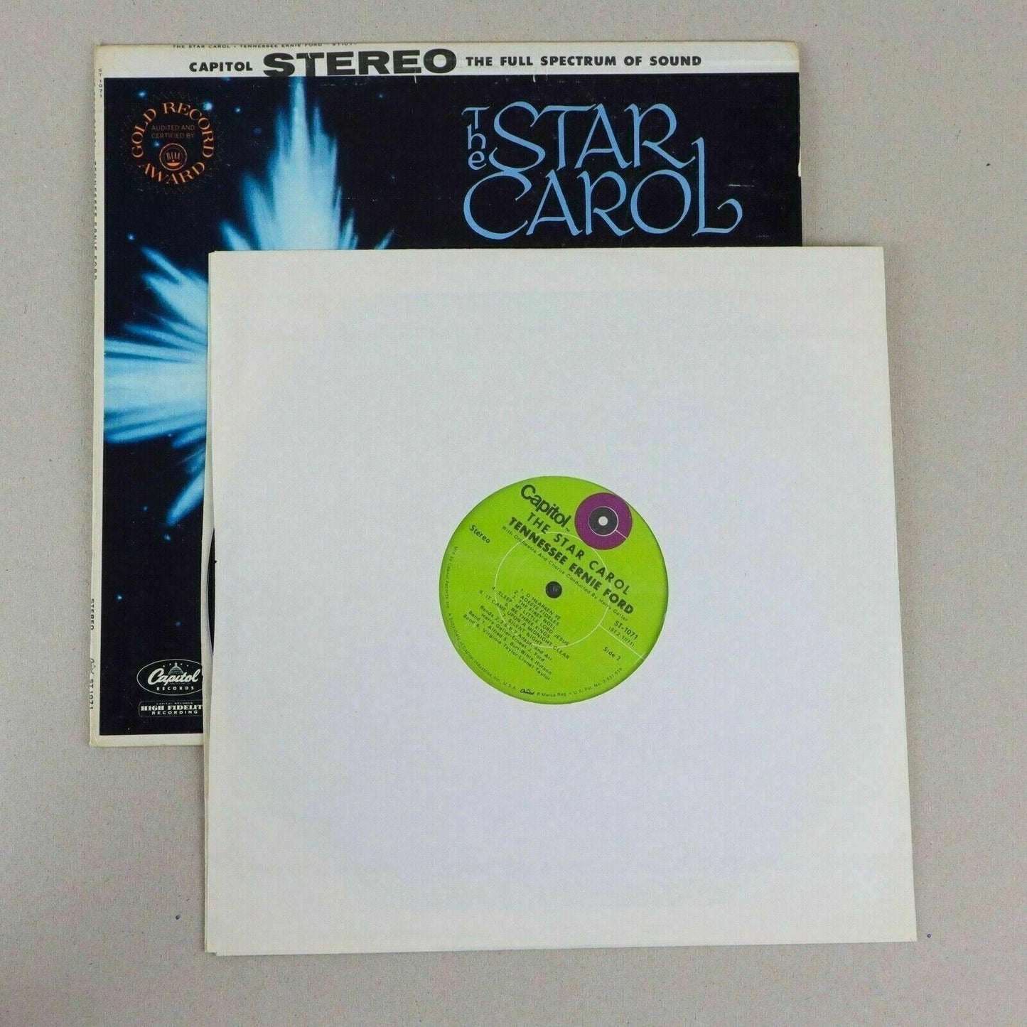 The Star Carol Tennessee Ernie Ford Christmas Vinyl Record LP Capitol