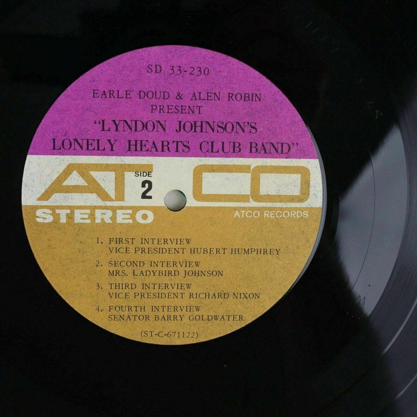 Earle Doud Alen Robin Lyndon Johnson's Lonely Hearts Club Band ATCO Vinyl
