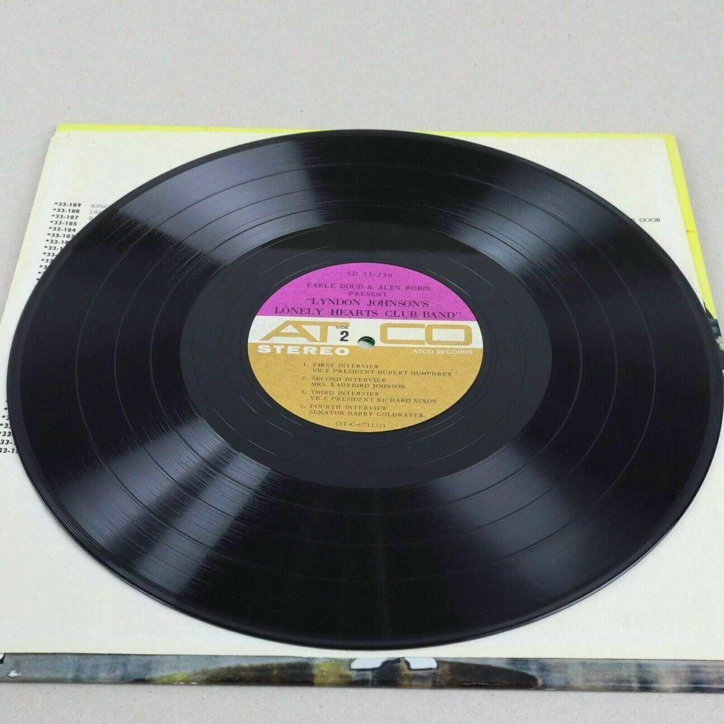 Earle Doud Alen Robin Lyndon Johnson's Lonely Hearts Club Band ATCO Vinyl