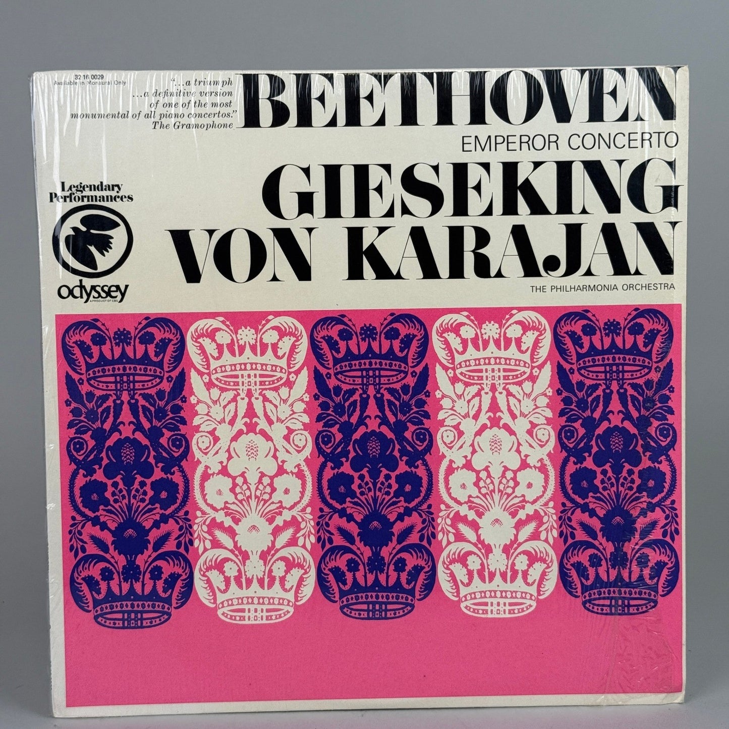Beethoven Emperor Concerto Gieseking Von Karajan Legendary LP Odyssey -NEAR MINT