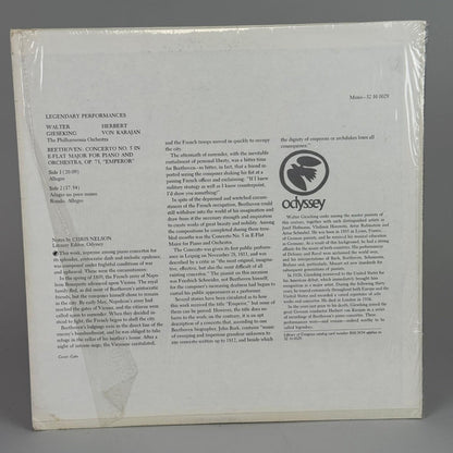 Beethoven Emperor Concerto Gieseking Von Karajan Legendary LP Odyssey -NEAR MINT