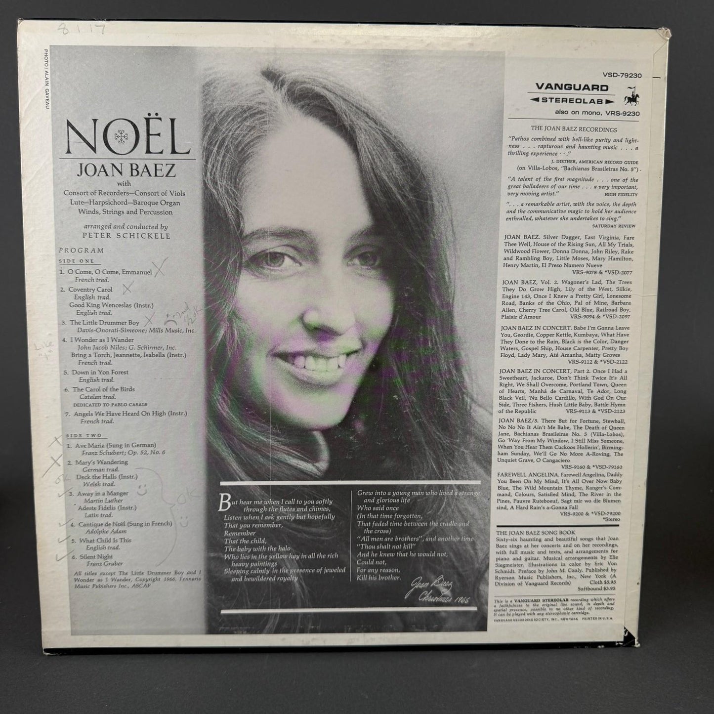 Joan Baez Noel Vinyl Record LP 12" Holiday Christmas Folk  VSD-79230 - GOOD