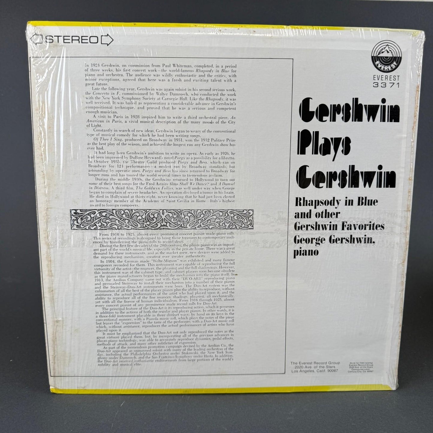 Everest Gershwin Plays Gershwin Vinyl LP 12" Rhapsody in Blue Stereo  - GOOD