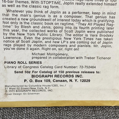 Scott Joplin Himself 1974 Biograph 1P 6134 Vinyl Ragtime
