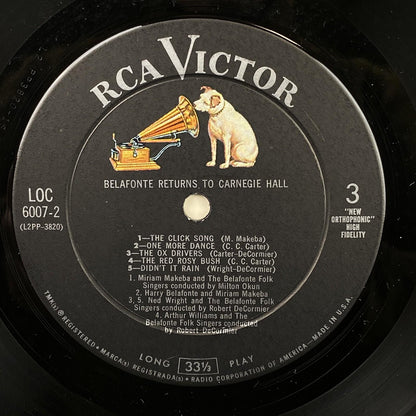Returns To Carnegie Hall - Harry Belafonte (Vinyl Records 33 1/3, 6007