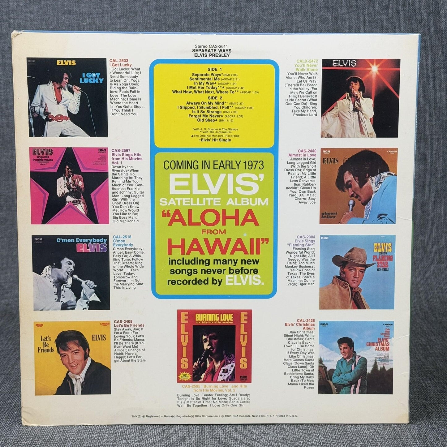 Elvis Separate Ways LP Vinyl Record Elvis Presley 1972 RCA Records