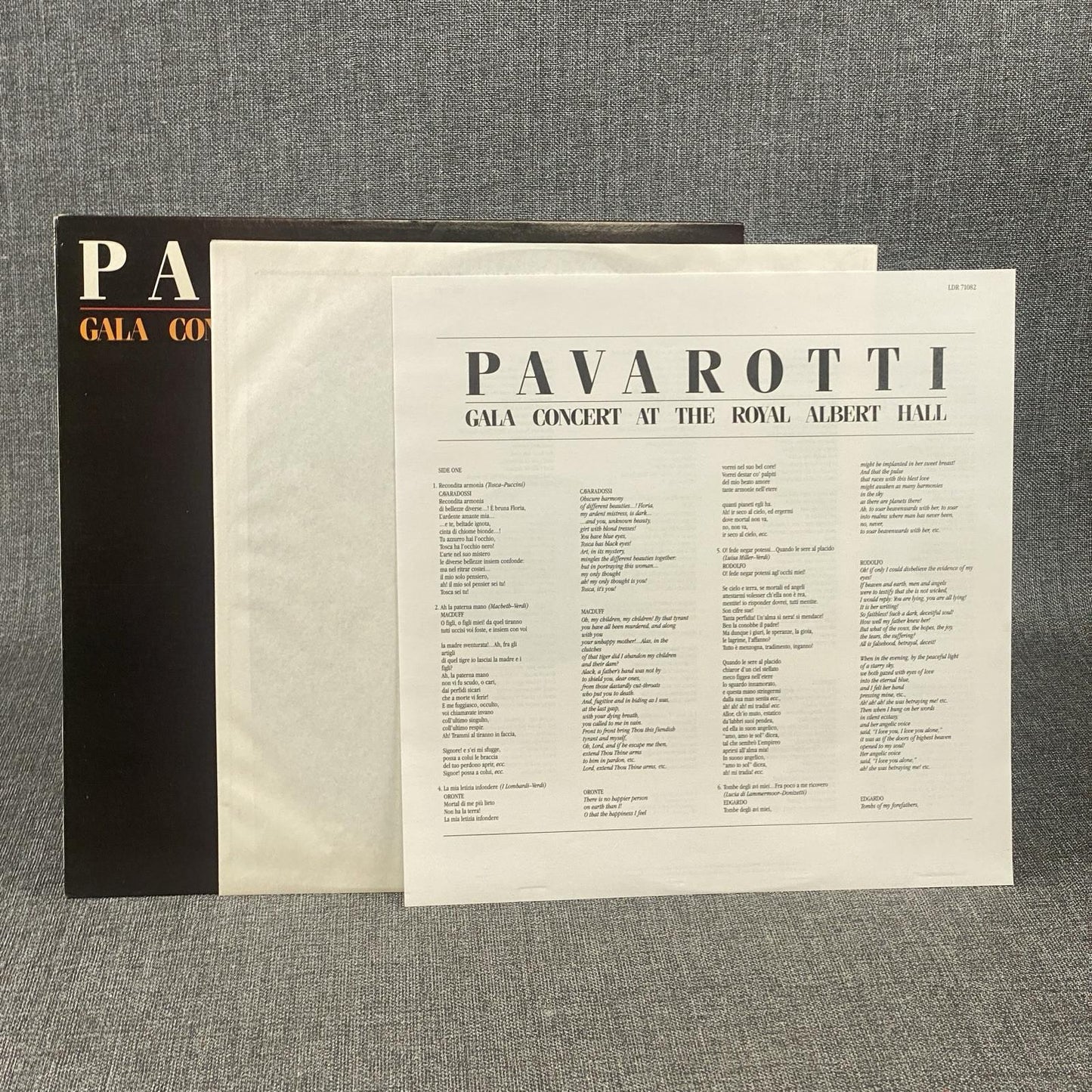 LUCIANO PAVAROTTI  Gala Concert at Royal Albert Hall Vinyl Record 1982 - NM