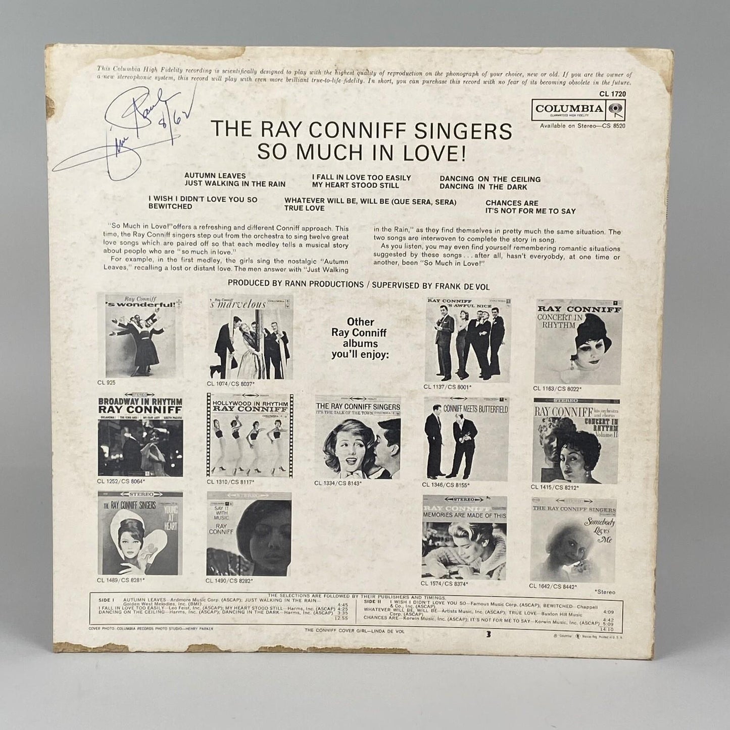 So Much in Love - Ray Conniff Singers, Columbia Records Six Eye (6 Eye) Vinyl