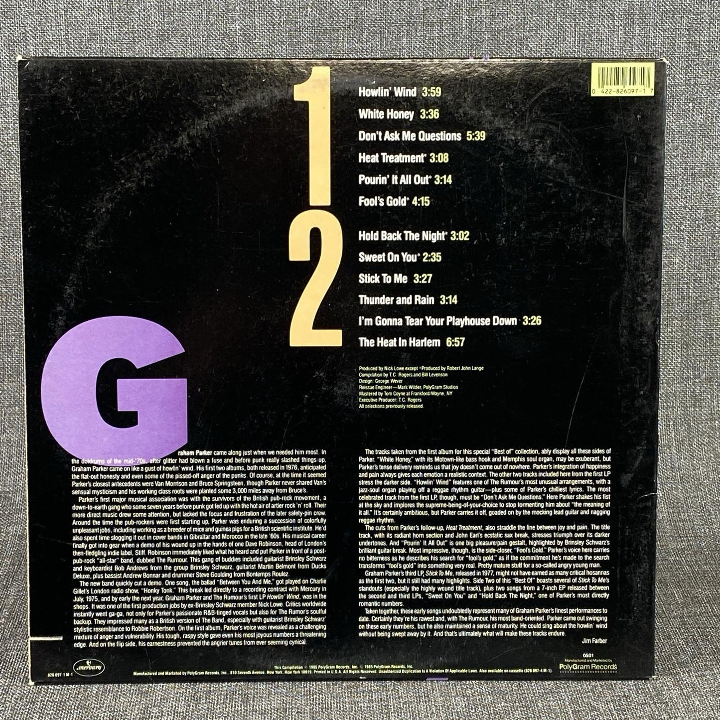 Graham Parker Pourin' It All Out: The Mercury Years Vinyl Record 1985 - NM
