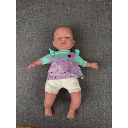JC Toys La Baby Doll 14" Open/Close Eyes Purple Heart Outfit Adorable