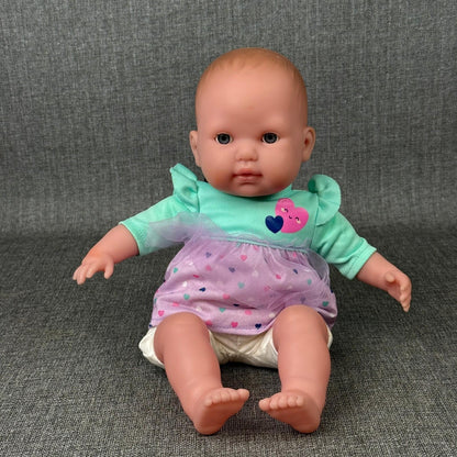 JC Toys La Baby Doll 14" Open/Close Eyes Purple Heart Outfit Adorable