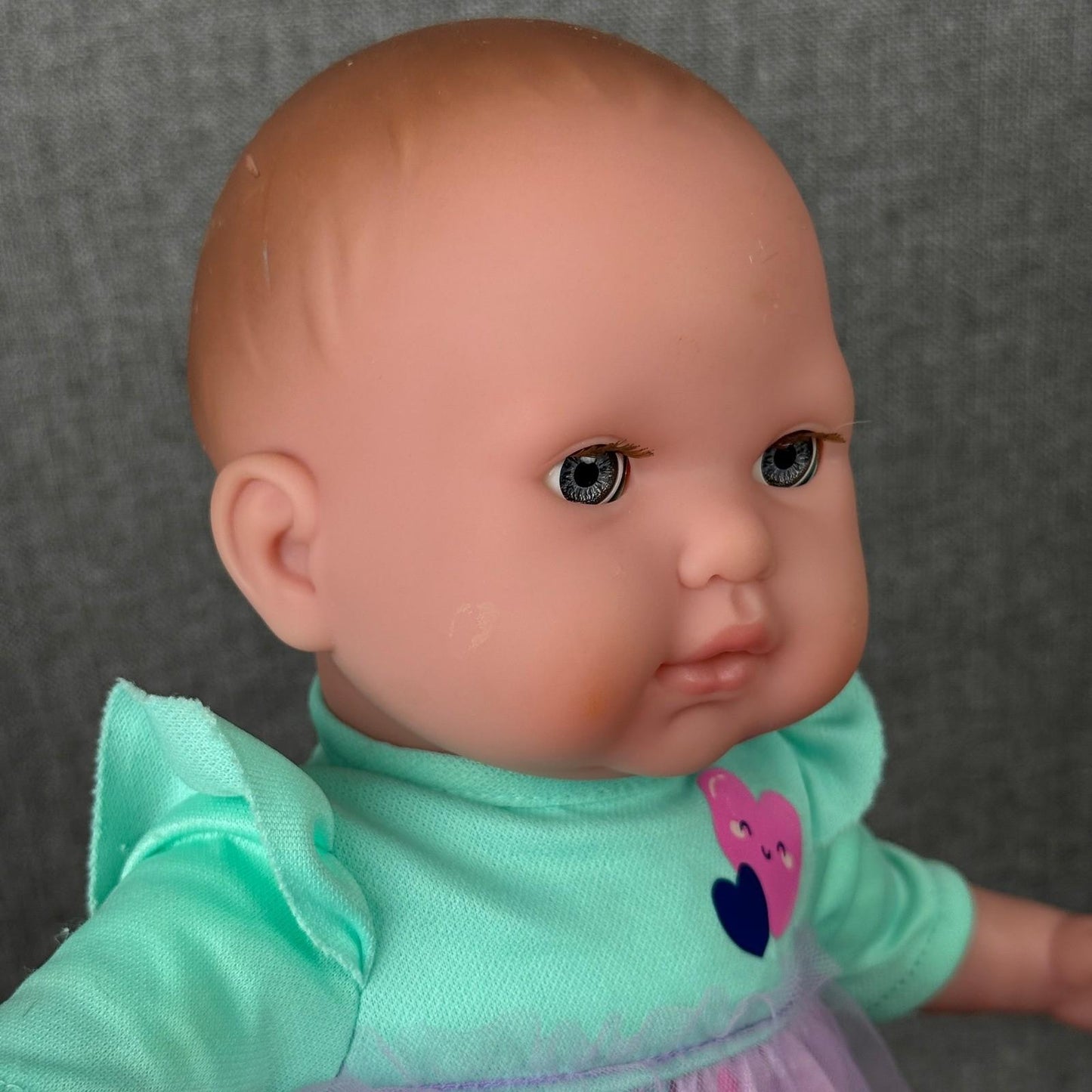 JC Toys La Baby Doll 14" Open/Close Eyes Purple Heart Outfit Adorable
