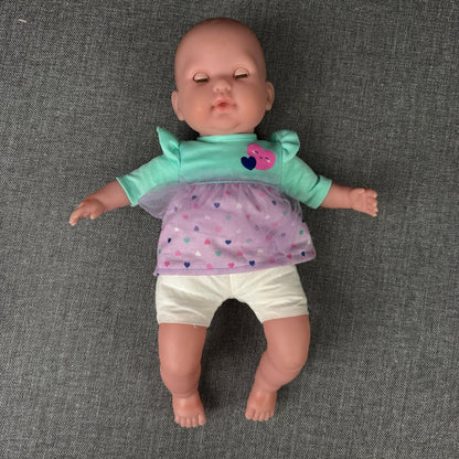 JC Toys La Baby Doll 14" Open/Close Eyes Purple Heart Outfit Adorable