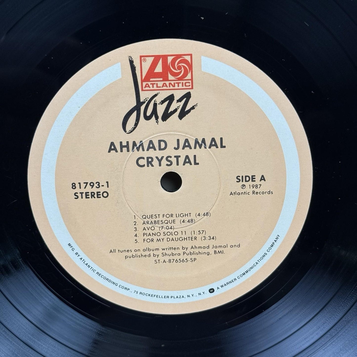 Ahmad Jamal Crystal Vinyl Record 1987 - EXCELLENT