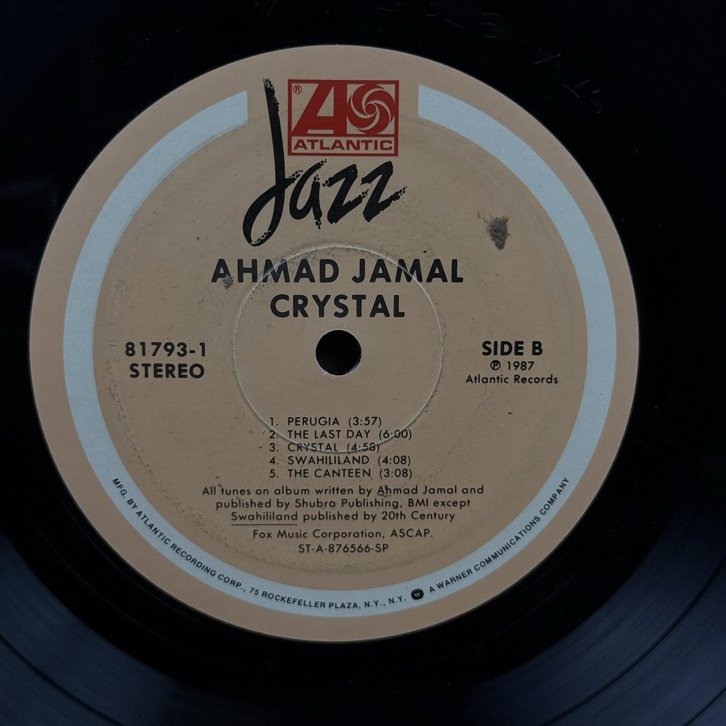 Ahmad Jamal Crystal Vinyl Record 1987 - EXCELLENT