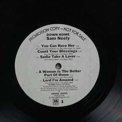 SAM NEELY Down Home Promotional LP Vinyl Record 1974