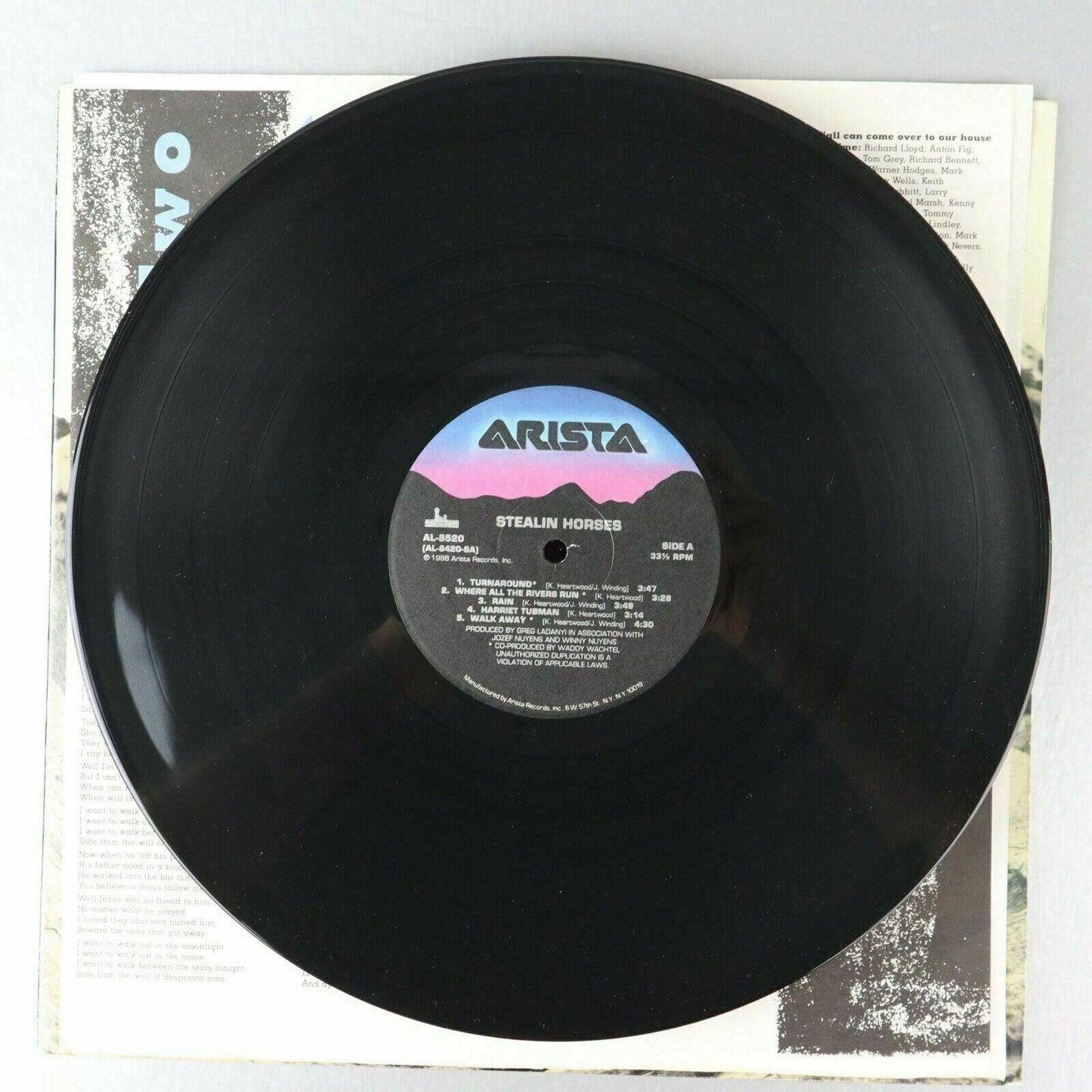 Stealin Horses Vinyl Record LP Album 1988 Arista AL 8520 Promo
