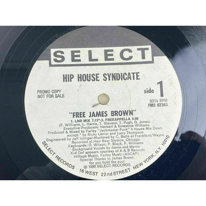 Hip House Syndicate Free James Brown PROMOTIONAL 12" Single Select Records Promo