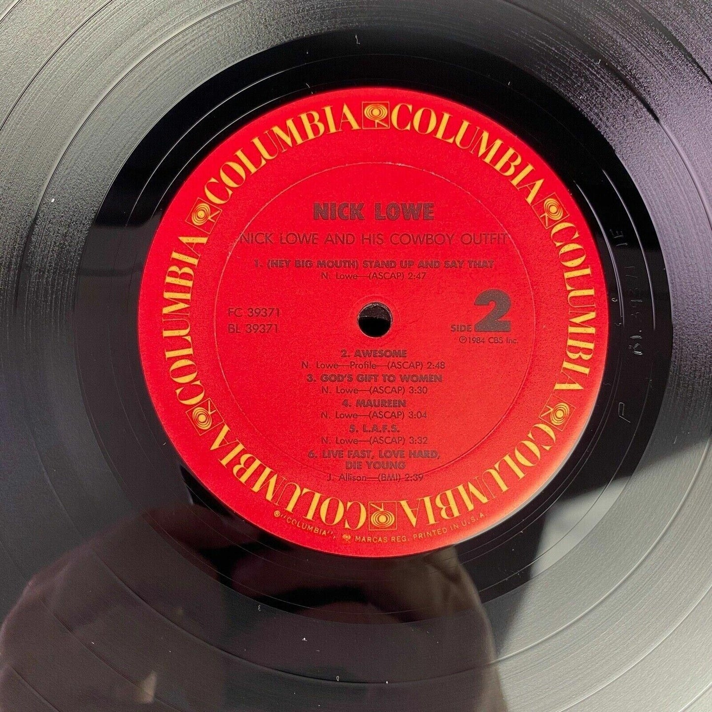 Nick Lowe And His Cowboy Outfit Vinyl LP Record Columbia FC 39371 Promo