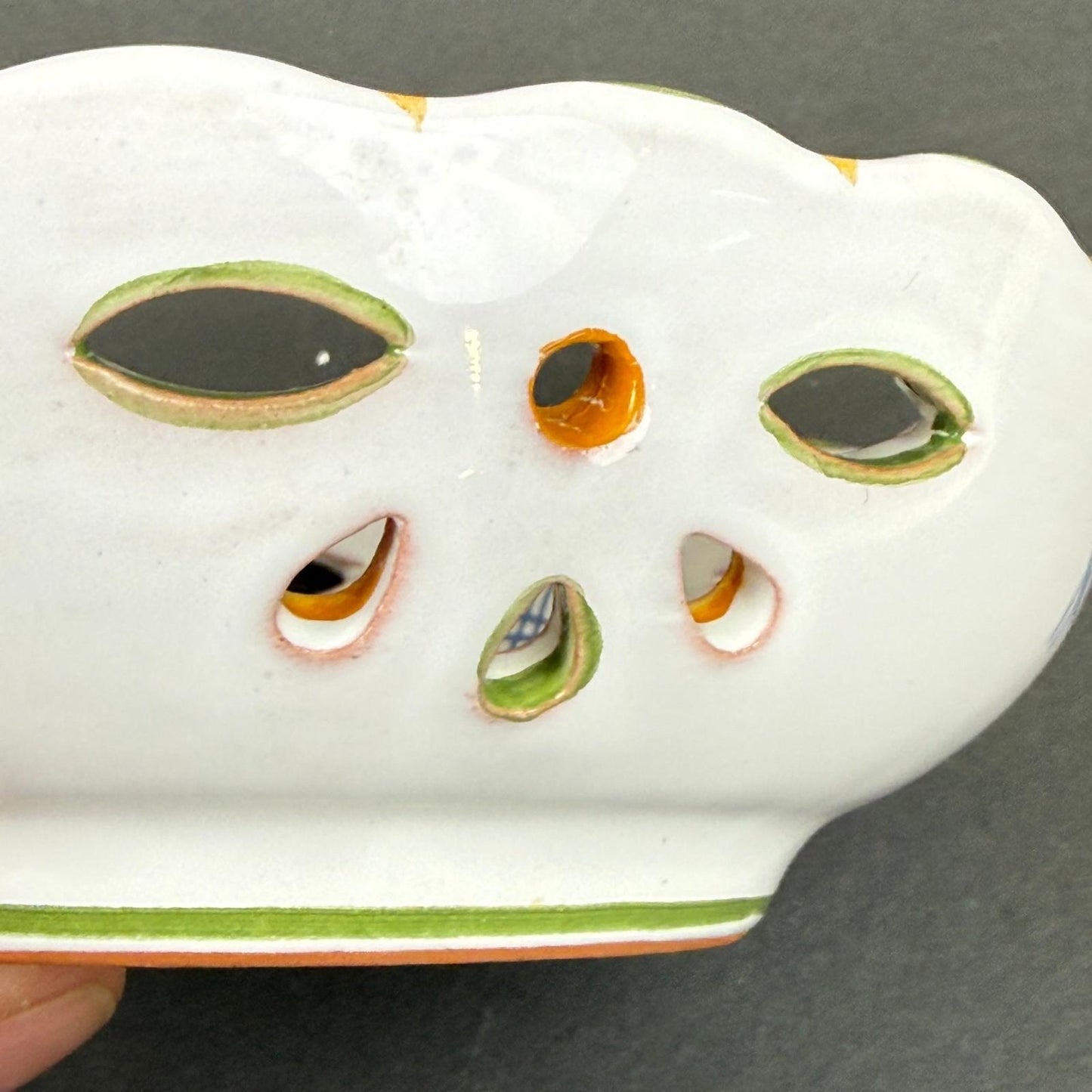 Serraille a Moustiers Small Reticulated Bowl Bird Floral HAND PAINTED 5.5"