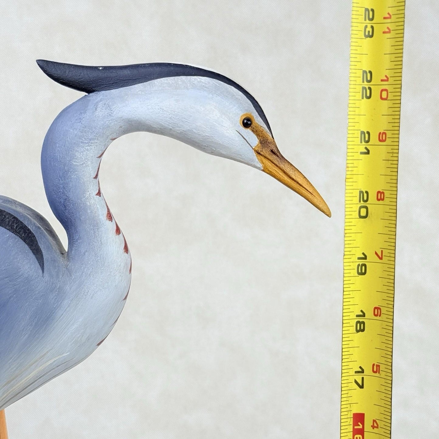 Jim Britton Large Wood Sculpture of  Standing Blue Heron 22.5"