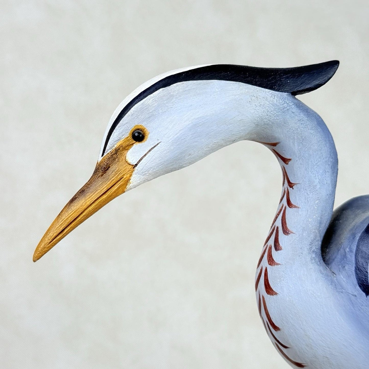 Jim Britton Large Wood Sculpture of  Standing Blue Heron 22.5"
