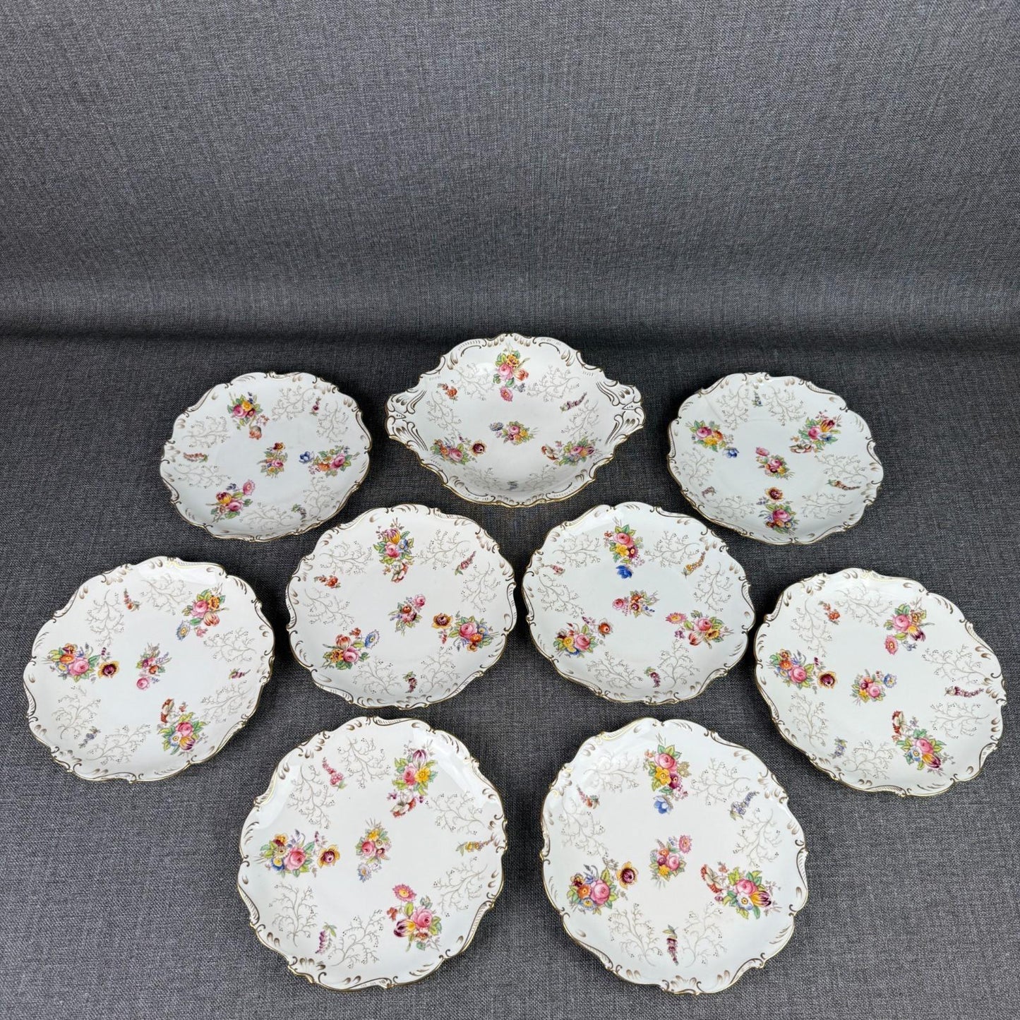 Vintage  Coalport England Pedestal Compote Dish – Hand Painted Floral, Gold Gilt