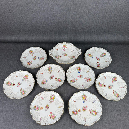 Vintage  Coalport England Pedestal Compote Dish – Hand Painted Floral, Gold Gilt