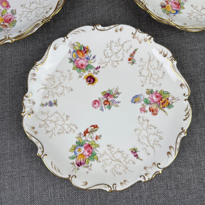 Vintage  Coalport England Pedestal Compote Dish – Hand Painted Floral, Gold Gilt