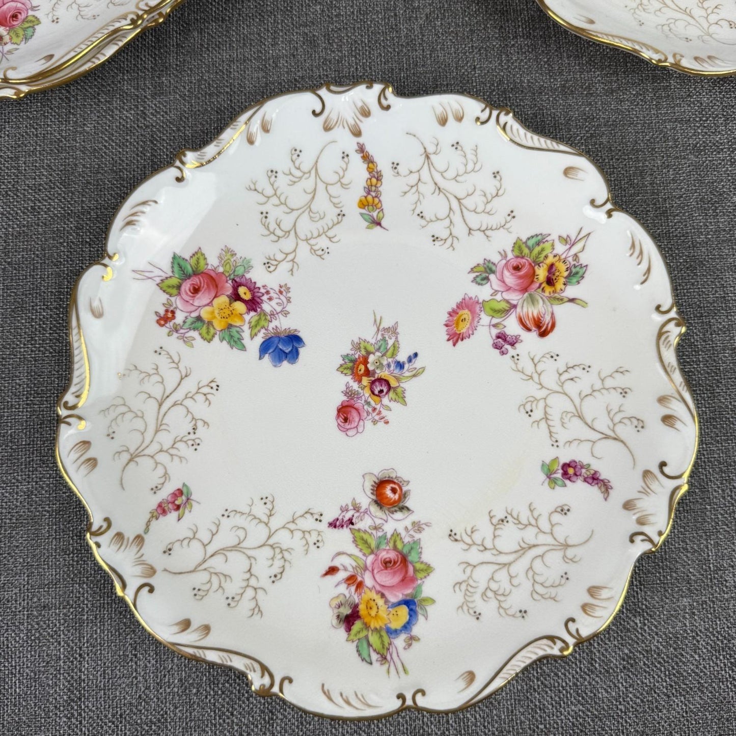 Vintage  Coalport England Pedestal Compote Dish – Hand Painted Floral, Gold Gilt