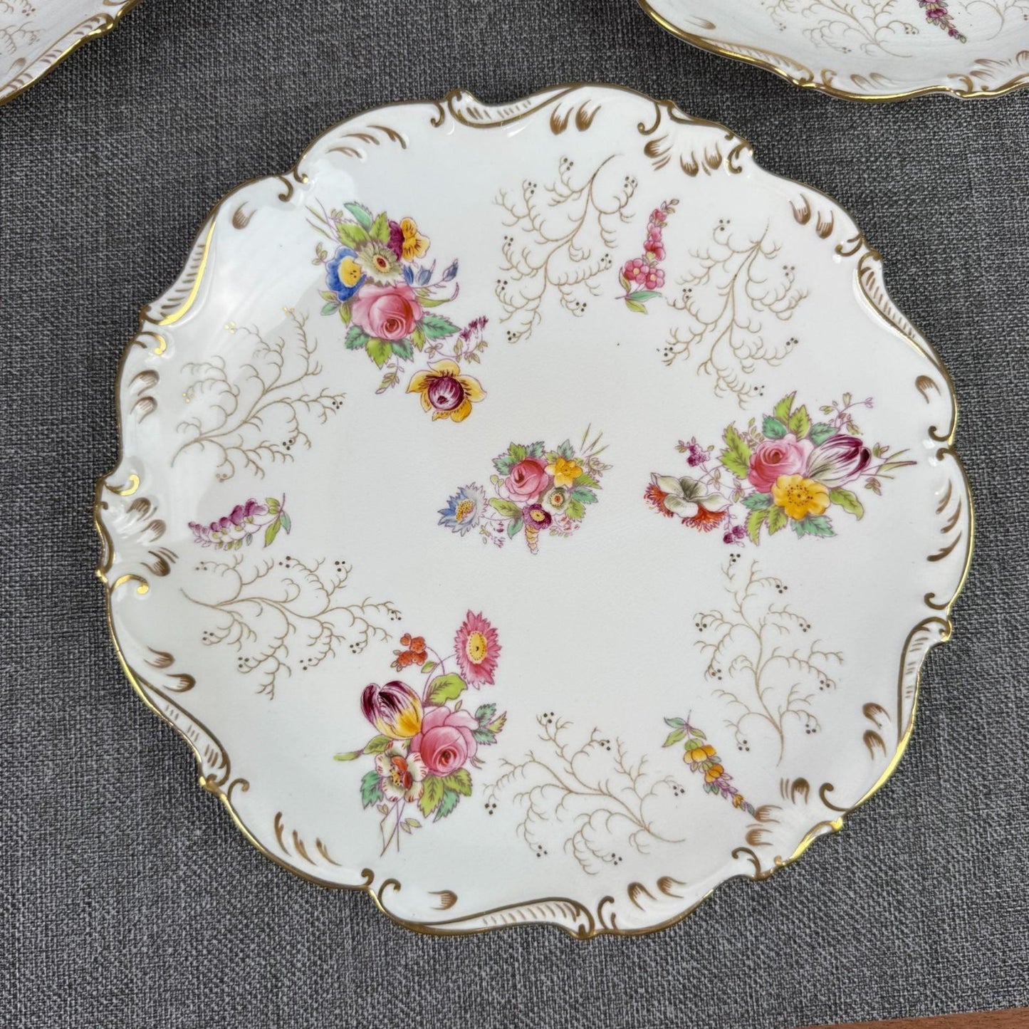 Vintage  Coalport England Pedestal Compote Dish – Hand Painted Floral, Gold Gilt
