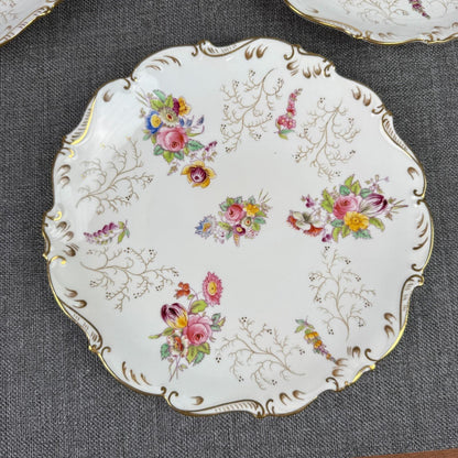 Vintage  Coalport England Pedestal Compote Dish – Hand Painted Floral, Gold Gilt