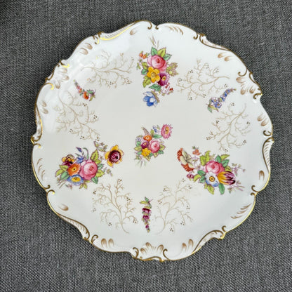 Vintage  Coalport England Pedestal Compote Dish – Hand Painted Floral, Gold Gilt