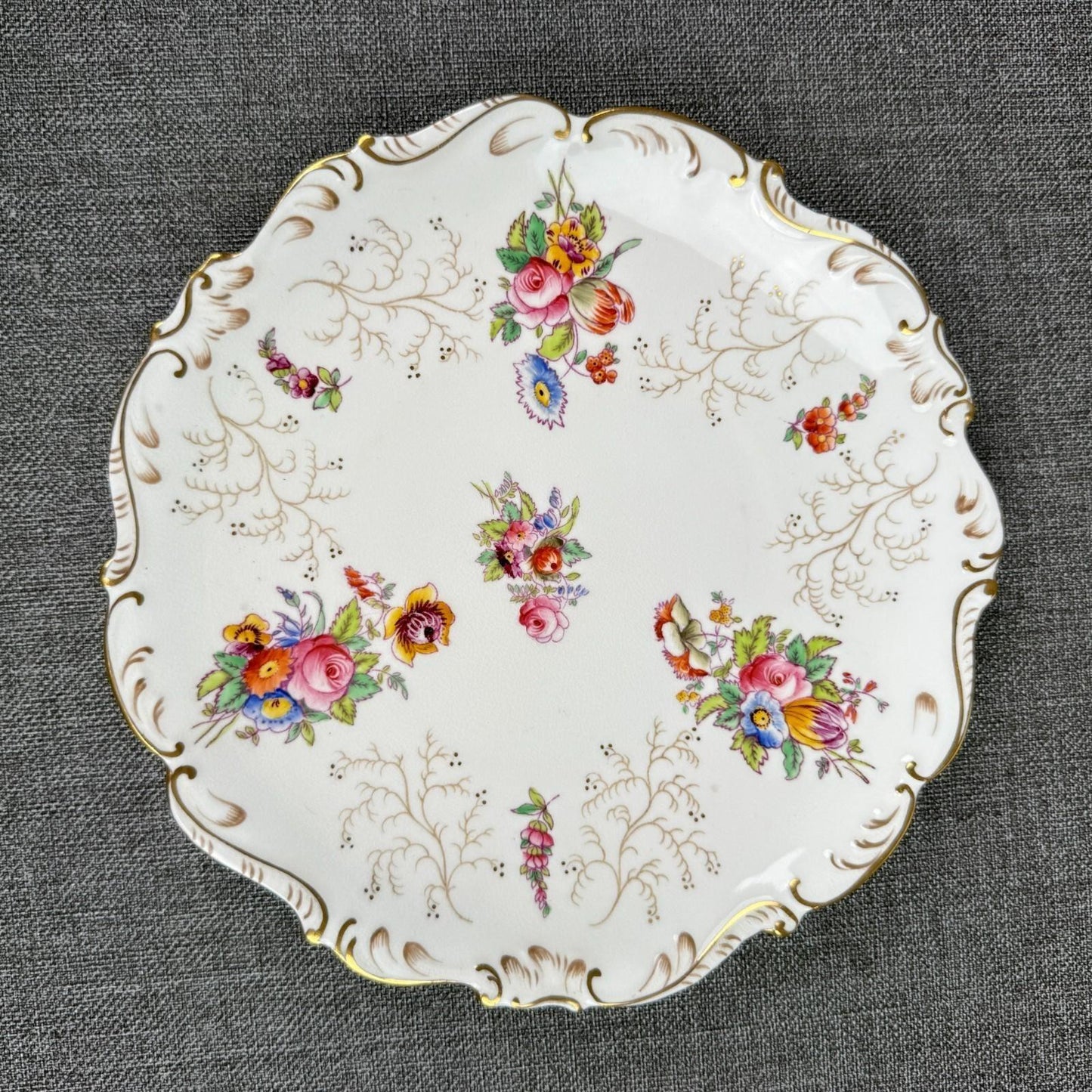 Vintage  Coalport England Pedestal Compote Dish – Hand Painted Floral, Gold Gilt