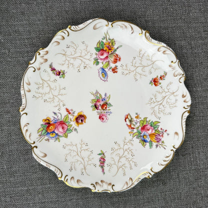 Vintage  Coalport England Pedestal Compote Dish – Hand Painted Floral, Gold Gilt