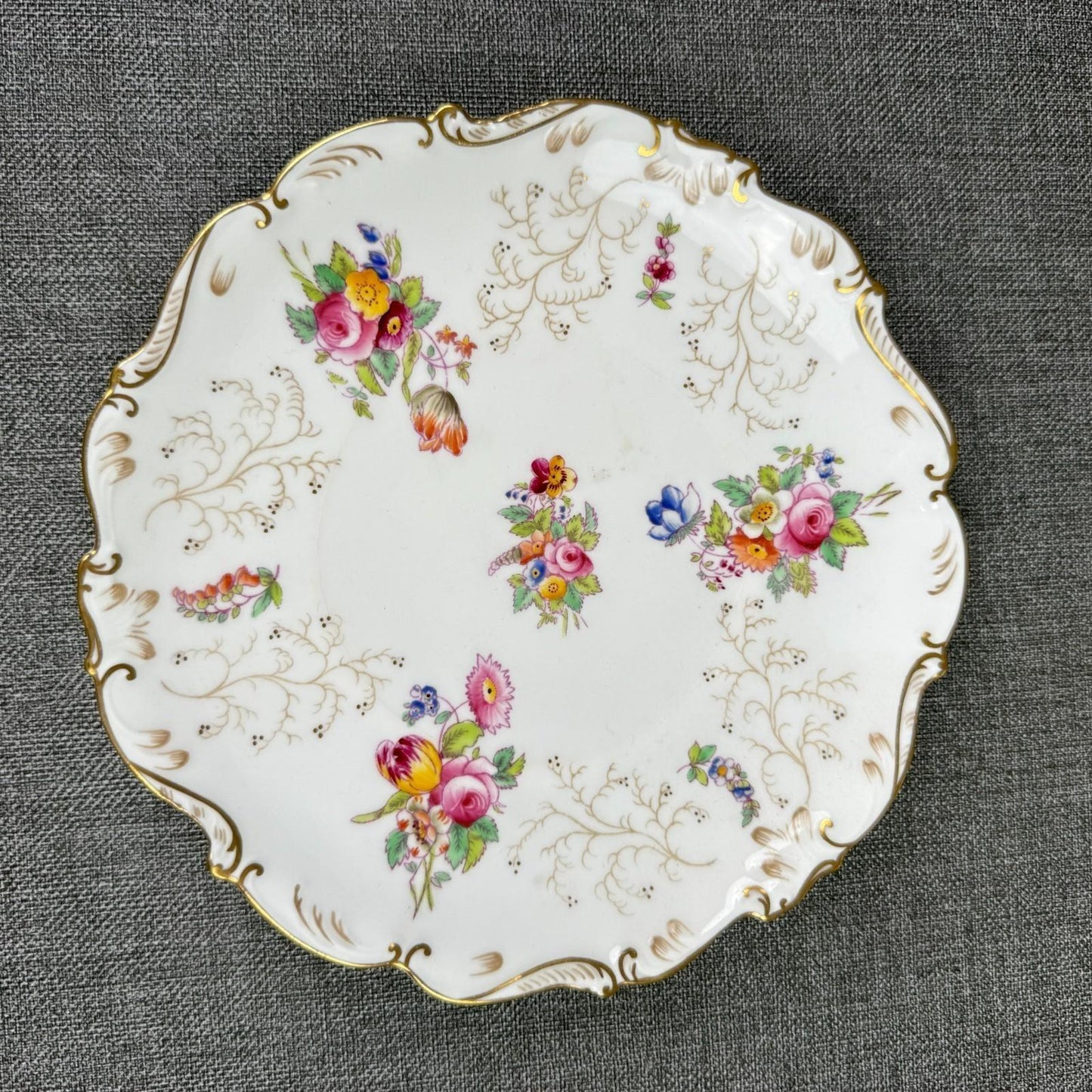 Vintage  Coalport England Pedestal Compote Dish – Hand Painted Floral, Gold Gilt