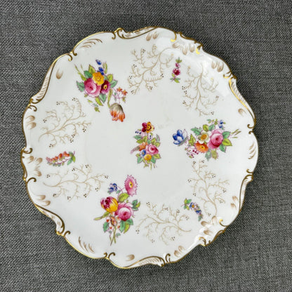 Vintage  Coalport England Pedestal Compote Dish – Hand Painted Floral, Gold Gilt