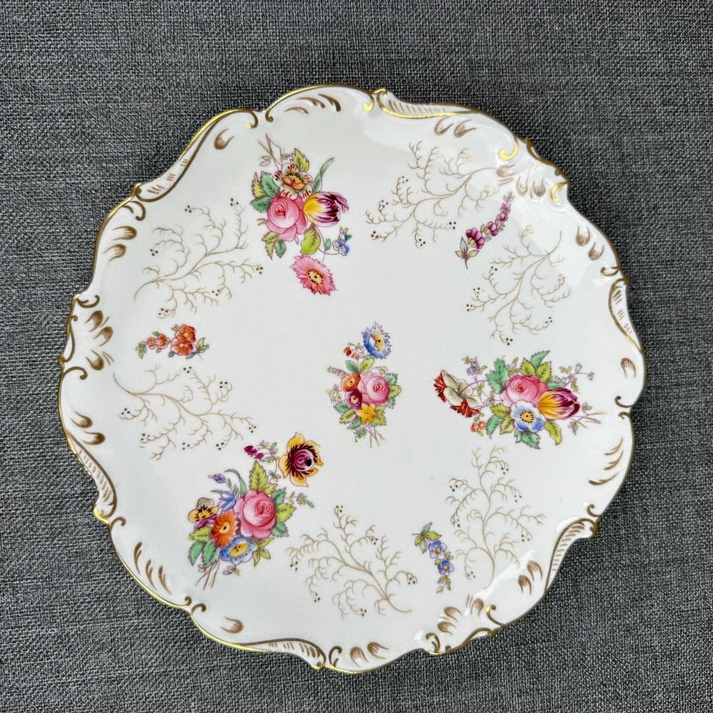 Vintage  Coalport England Pedestal Compote Dish – Hand Painted Floral, Gold Gilt