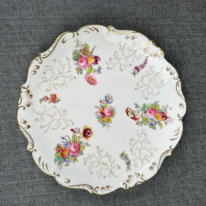 Vintage  Coalport England Pedestal Compote Dish – Hand Painted Floral, Gold Gilt