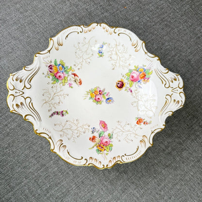 Vintage  Coalport England Pedestal Compote Dish – Hand Painted Floral, Gold Gilt